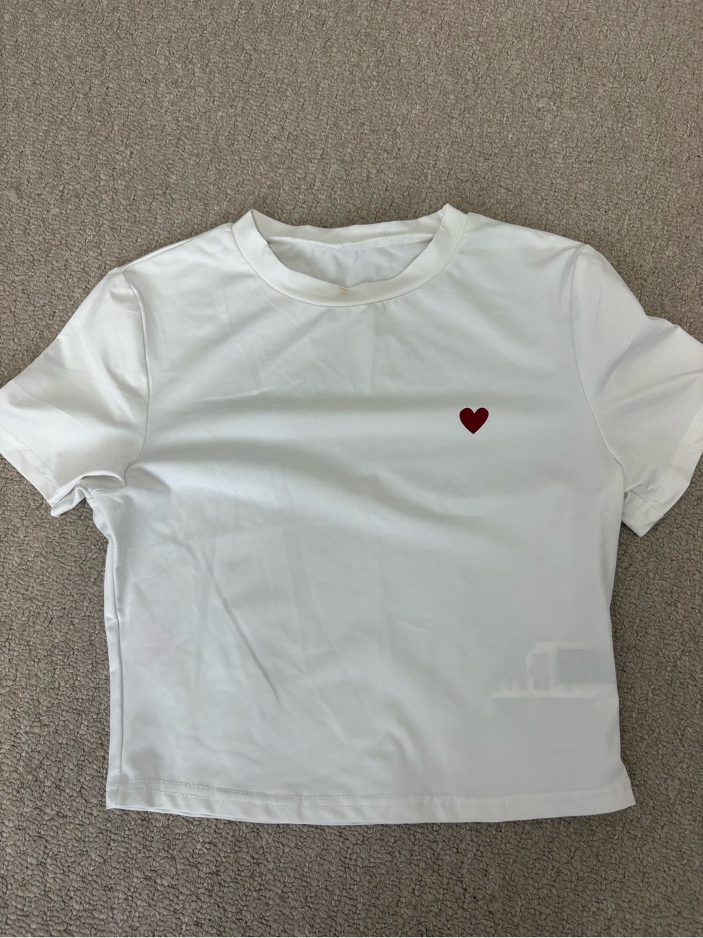 SHEIN White Short Sleeve Tee with Red Heart